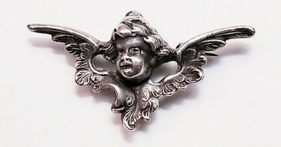 Antique William Kerr Sterling Silver Cherub Watch Pin Brooch Stunning Detail