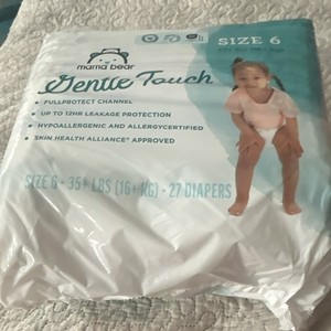 Mama Bear Gentle Touch Baby Disposable Diapers Size 6, 27 Count, 35+ lbs