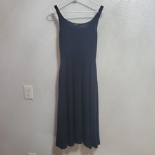 Quince Tencel Jersey Fit & Flare Dress Women XS Black Sleeveless Midi Minimalist