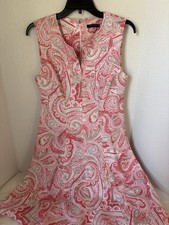 Tommy Hilfiger Women's Sleeveless Fit and Flare Rose Tan paisley Dress Size 10