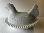 Vintage Hen On Nest Candy Dish, Milk Glass
