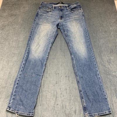 Hollister Jeans Mens 32x34 Blue Denim Cotton Stretch Straight Leg Epic Flex