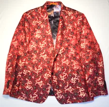 Tallia Men's Dragon evening jacket blazer red gold floral New Sz 50R