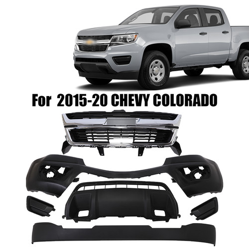 Front Bumper Cover Grille Assembly Set Fits 2015-2020 Chevy Colorado black