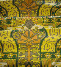 VINTAGE HEALS WATER GARDEN DAVID BARTLE FABRIC~1974~ART NOUVEAU~50" x 48"~UNUSED