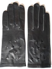 Damen Leder Handschuhe Sabry schwarz Gr&ouml;&szlig;e 6,5 L&auml;nge 21,5 cm Noppen Vintage
