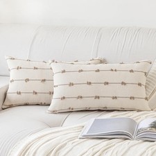 Boho Throw Pillow Covers 12x20 Set of 2 20" x 12" Pack of 2 Beige and Khaki