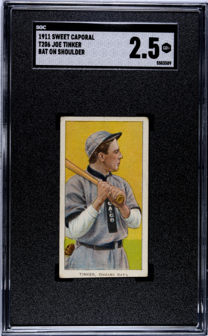 1909-11 T206 Joe Tinker Bat On Shoulder Sweet Caporal 350-460/30 SGC 2.5 HOF
