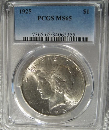 1925 (P) $1 Peace Silver Dollar PCGS MS65 Bright Silvery High Grade Peace Dollar