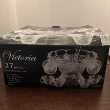 Home Essentials Victoria Glass 15 Piece Pedestal Punch Bowl Set Anchor Hooking