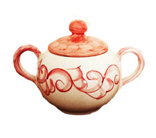 ZUCCHERIERA IN CERAMICA VIETRESE  cm. 15x9 VARIANTE ROSA