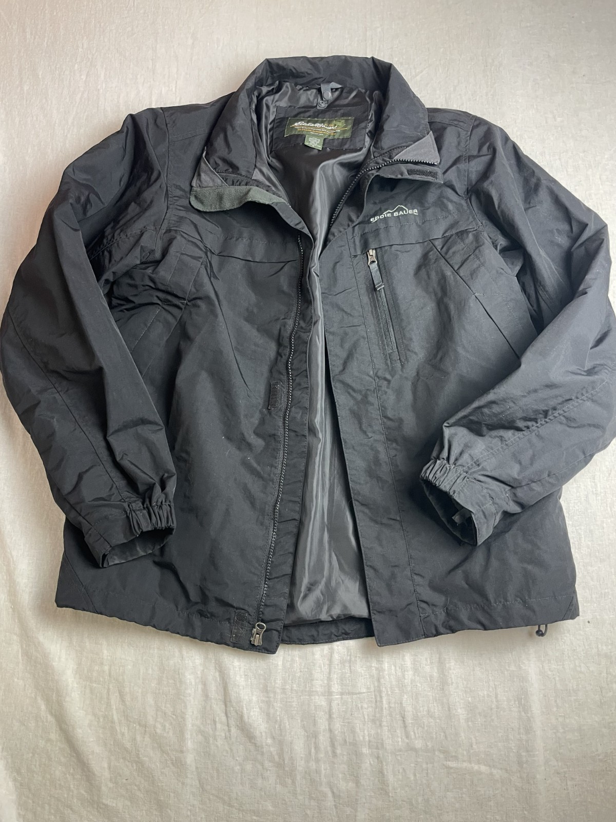 Eddie Bauer WeatherEdge Black Men M Full Zip Gorpcore Outdoor Performance Jacket