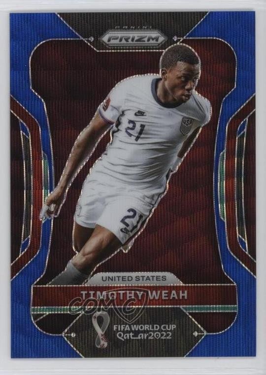 2022 Panini Prizm World Cup Qatar Blue Wave Prizm /199 Timothy Weah #207