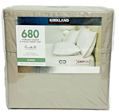 #ad KIRKLAND SIGNATURE 680 THREAD COUNT 6 PIECE KING SIZE SHEET SET ALLOY GRAY $70.00