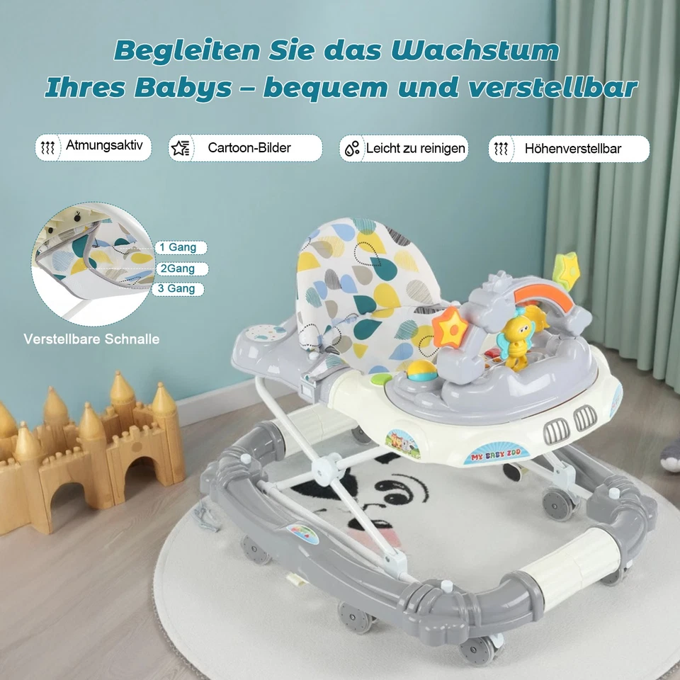 OYAJIA® Lauflernwagen Babywalker Gehfrei Lauflernhilfe Baby Schaukel 360°-Rädern - Bild 4 von 4