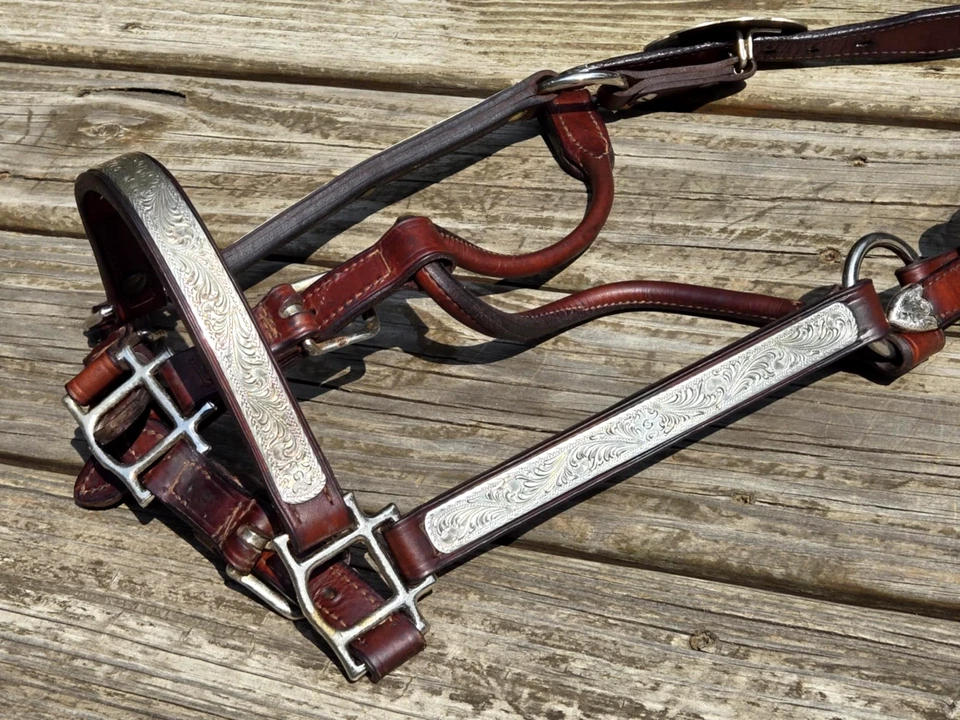 Halter Western Show vintage KATHYS con superposición esterlina talla yegua/caballo - 7/8" de ancho Foto 3 de 4