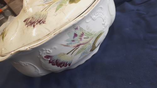 zuppiera antica vintage in stile epoca dei florio liberty di ceramica e decorata - Picture 6 of 13