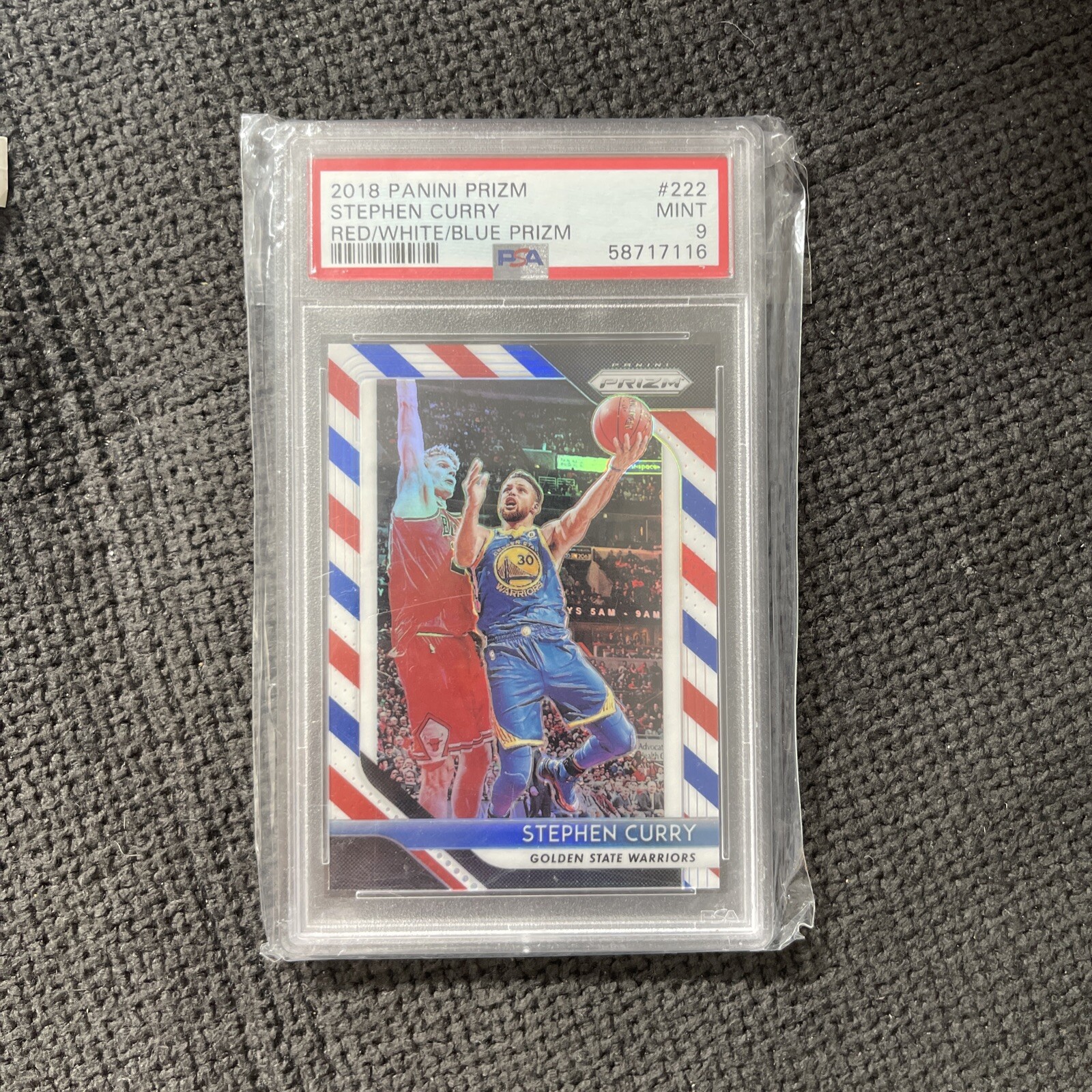2018 Panini Prizm #222 Stephen Curry Red White Blue Prizm PSA 9 MINT