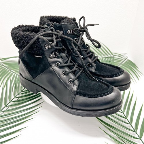 Geox Rawelle ABX Waterproof Shearling Ankle Boot Sz 37 Black NWOB Gorpcore