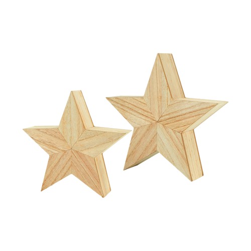Deko Holz Stern natur 2er Set