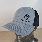 CITY CHURCH ADJUSTABLE SNAP TRUCKER/MESH HAT/CAP, GRAY, CHRISTIAN/FAMILY