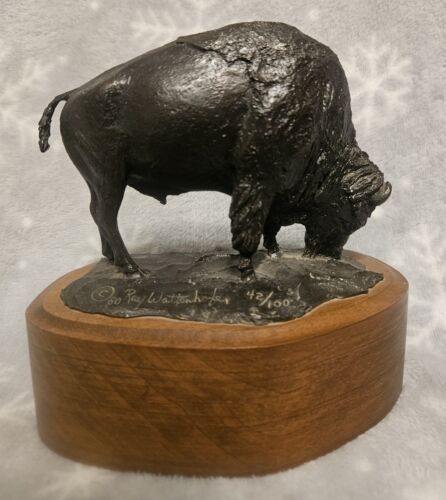 Lunch Time By Ray Wattenhofer 1980 Bronze Sculpture Statue Western 42/100 - Picture 4 of 12