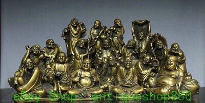 7.8'' Old Chinese Brass 18 Rohan Lohan Arhat Damo Dharma Buddha