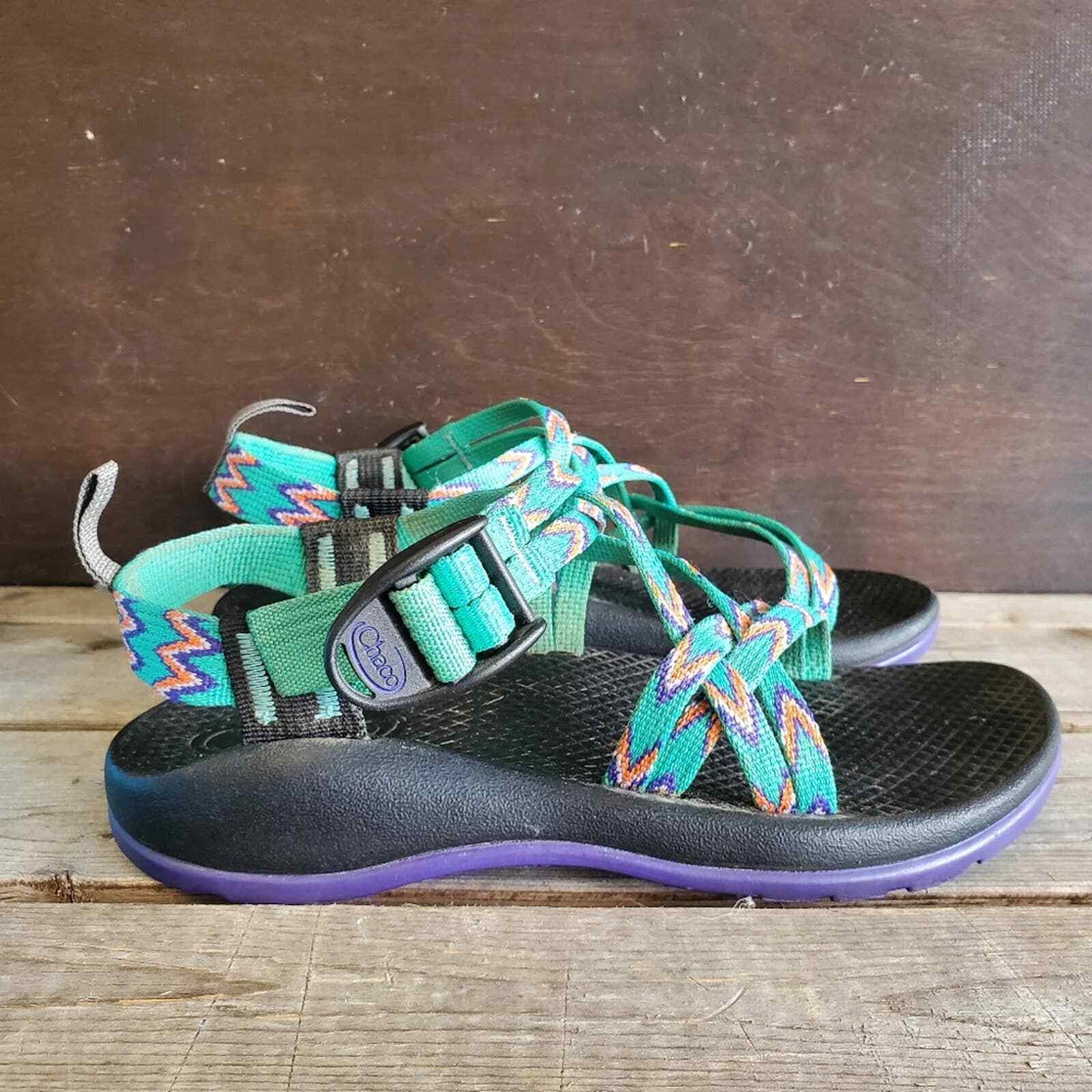 Chaco Double Strap Sandals Youth Size 3 No Toe Strap Purple Teal | eBay