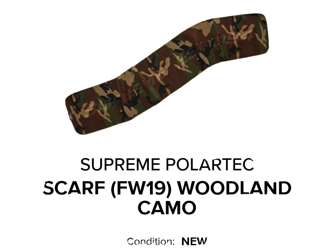 EN MAIN Supreme FW19 écharpe Polartec WOODLAND CAMO COVID protection 