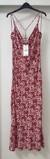 ZARA RED WHITE COWL NECK FLORAL PRINT CROSSOVER STRAPS MAXI DRESS SIZE L BNWT