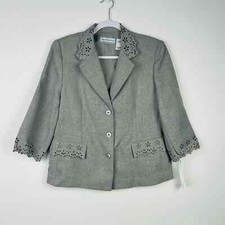 NEW Alfred Dunner Short Sleeved Gray Blazer Charm School Size 8 Petite