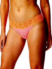 No Boundaries Women's All Lace Thong Panties Size 3XL 10 Pink  Orange New
