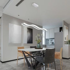 Modern Pendant Lamp LED Linear Wave Acrylic Chandelier Ceiling Light Dimmable