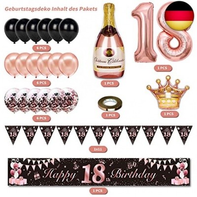 Roségold 1. Geburtstag Deko Set – 40 Zoll Luftballon, ONE-Ballon, 12 Latexballons