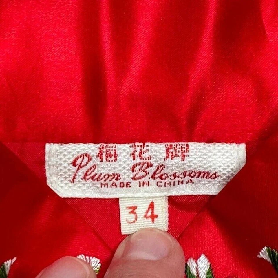 Chaqueta Kimono Floral Pájaros Bordados Rayón Seda Flores Ciruela De Colección 34 Foto 4 de 4