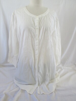 GAP XL IVORY BUTTONFRONT 3/4 CUFF SLEEVE BELT HOOP TUNIC BLOUSE