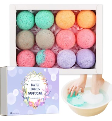 12 Pack Foot Bath Bombs - Organic Foot Soak with Bath Salt - Soothes Tired Feet