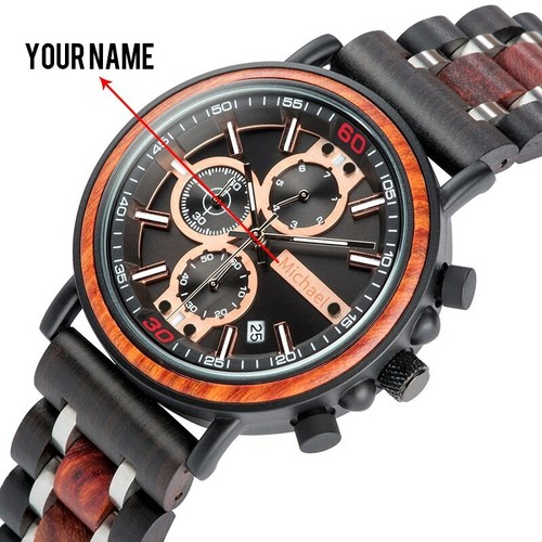 RELOJ DE MADERA PARA HOMBRES Relojes Personalizados Con Tu Nombre Para  Regalos | eBay