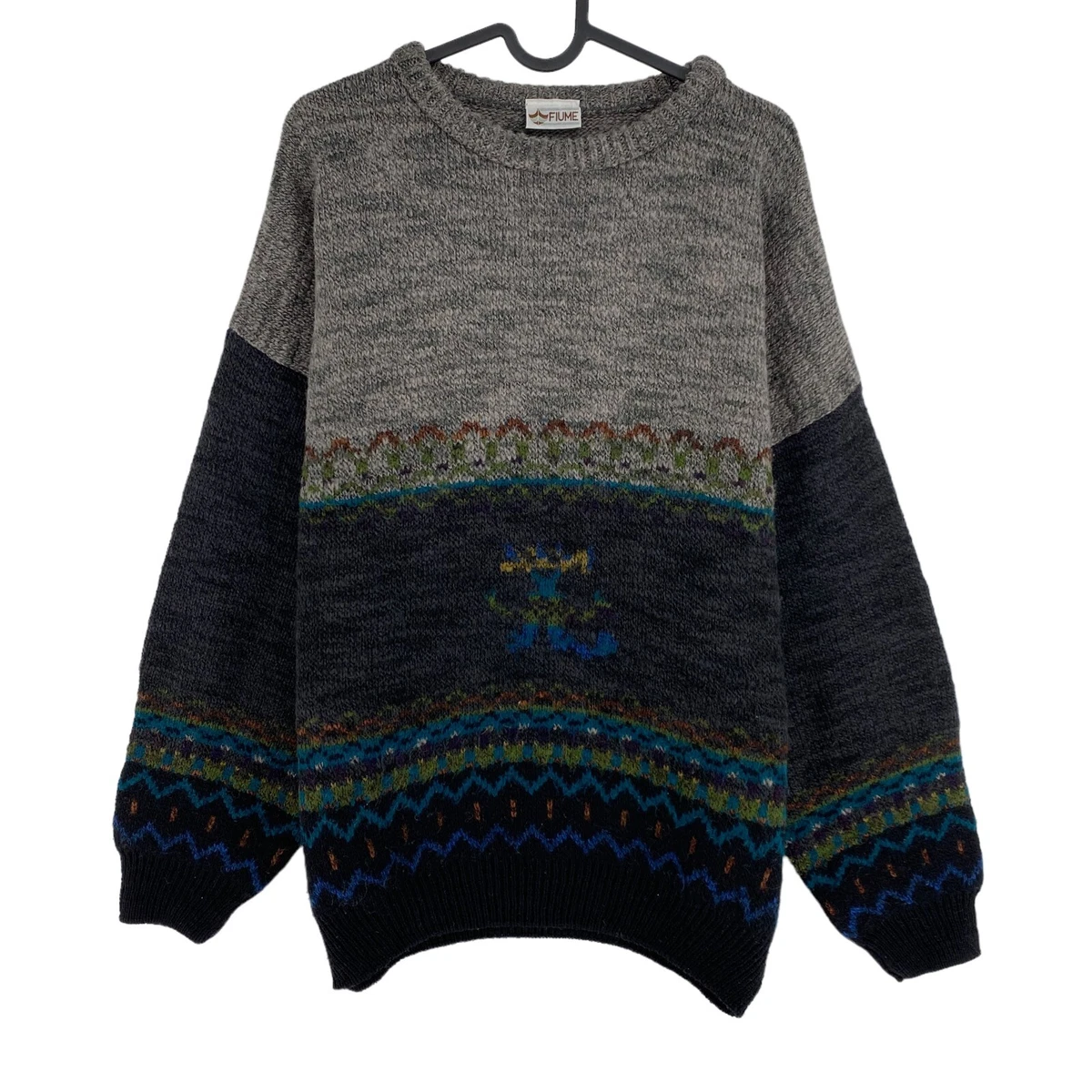 Cosby Vintage Retro 90s FIUME Grey Sweater Pullover Size EU 56 UK