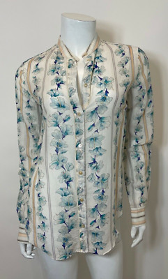 NWOT FORTE FORTE Guadaloupe Print Voile Shirt in Indaco Size 0