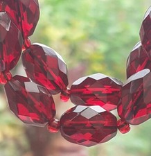 Antique GARNET GLASS NECKLACE in Very Good Condition Fab Deep Red 60cm 18"