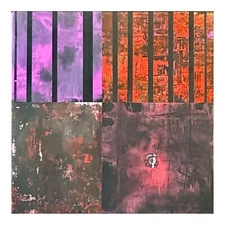 Signed Original Contemporary Abstract Expressionism Red Painting on Wood