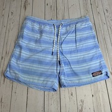Vineyard Vines Swim Trunks Mens Medium Blue Mesh Lined Striped Shorts Pockets