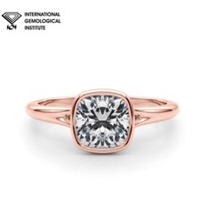 IGI Certified D/VS Lab Grown Cushion Cut Diamond Solitaire Engagement Ring