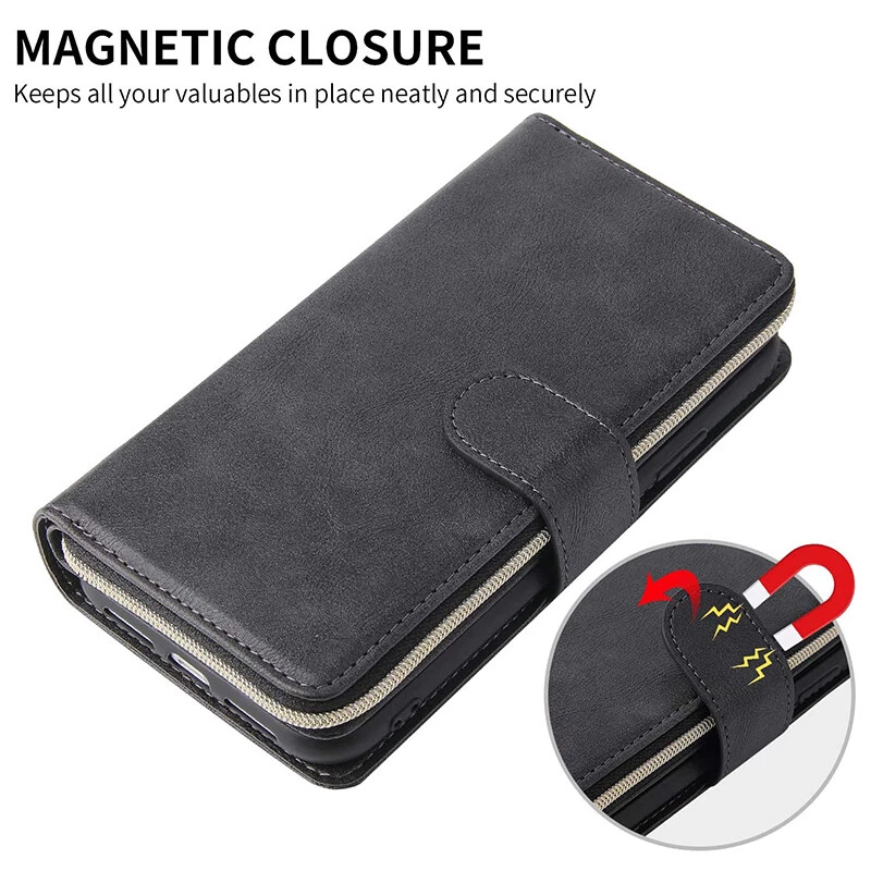 Sony Xperia Z5 Wallet Case 9 Card Zipper Slots Kickstand Flip Leather Phone Case - Image 4 of 4