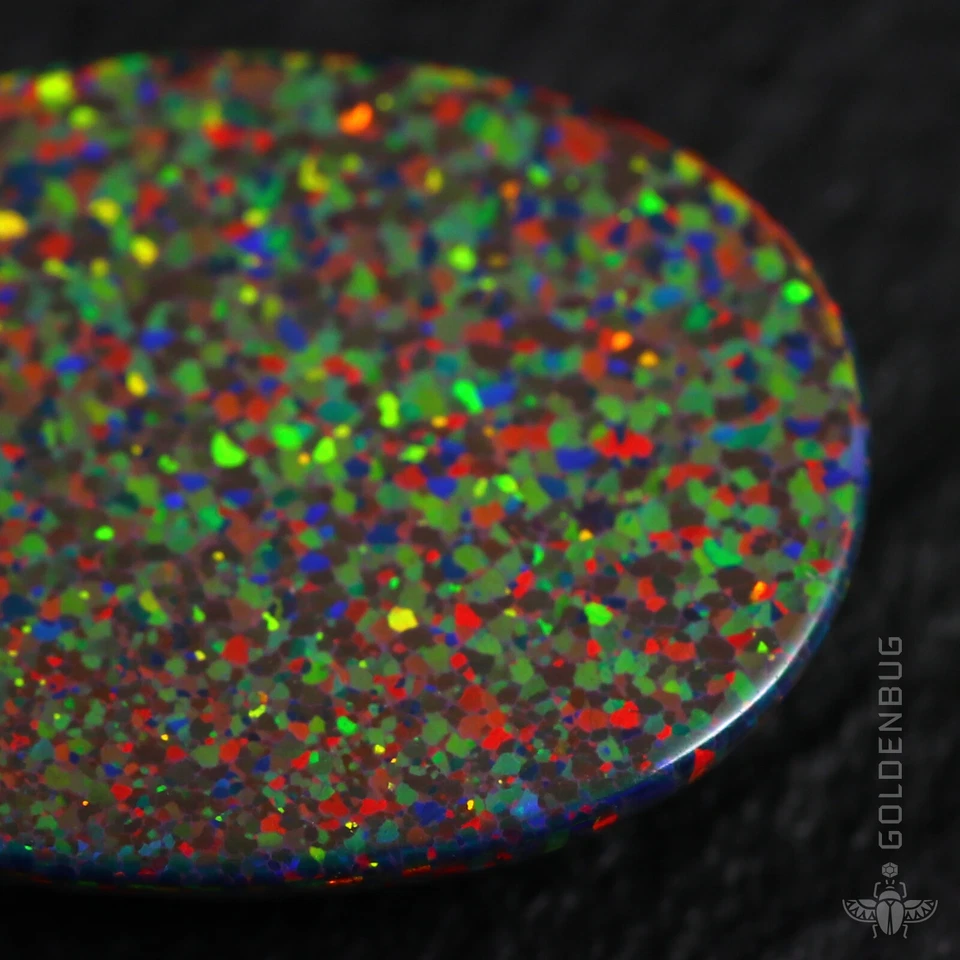 Ópalo de fuego negro cabina ovalada arco iris flash piedra 3D cultivada piedra preciosa suelta 10x14 mm, UE Foto 4 de 4