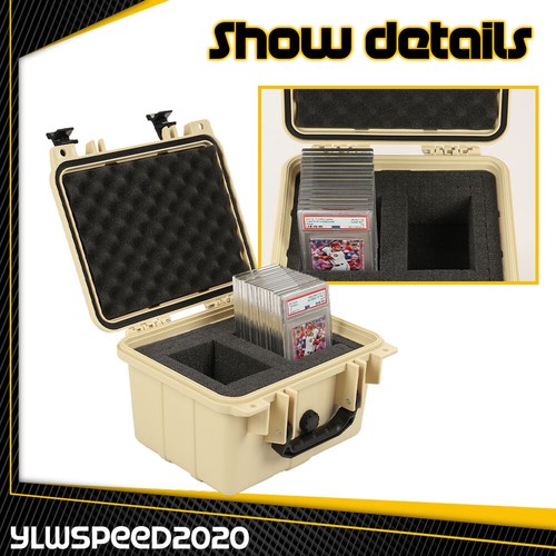 Waterproof Graded Card Storage Box Deep Travel Case Slab Holder&Protector Beige - Picture 4 of 9