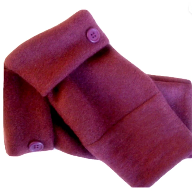 FINGERLESS GLOVES PURPLE MAROON 100% MERINO WOOL ONE SIZE S - M - L OS MITTENS