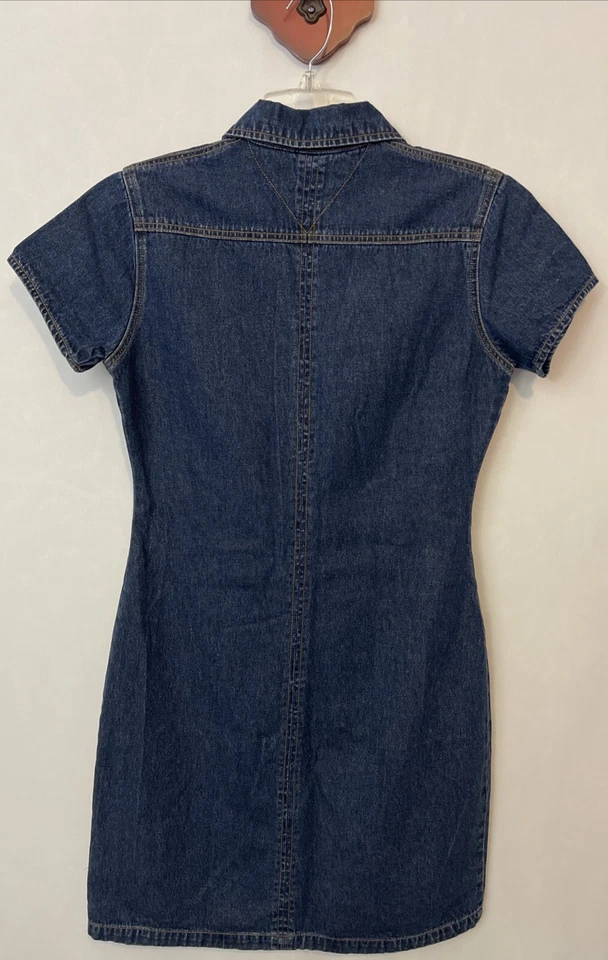 Vestido vaquero azul vintage Tommy Hilfiger para mujer talla 8 media cremallera hasta la rodilla! A6793 Foto 2 de 4