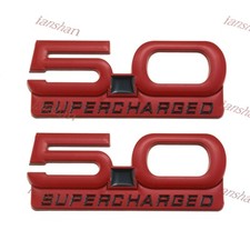 2x 5.0l V8 5.0 Supercharged Emblem 3d Metal Badge Red Black 2x 5.0l V8 5.0 Supercharged Emblem 3d Metal Badge Red Black